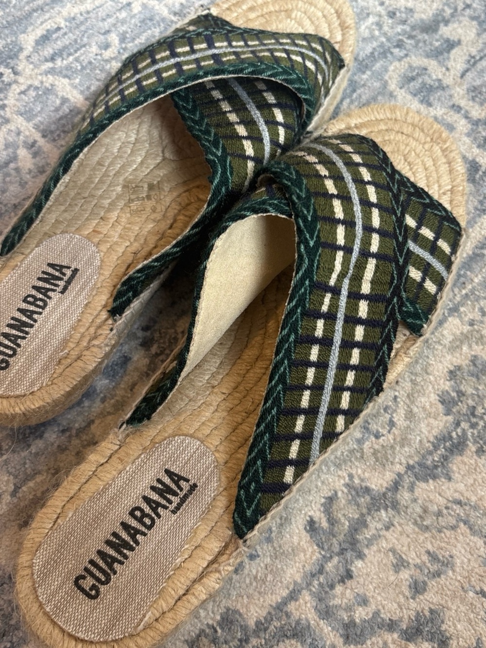 Guanabana Green Pattern Cross-Strap Espadrille Sandals